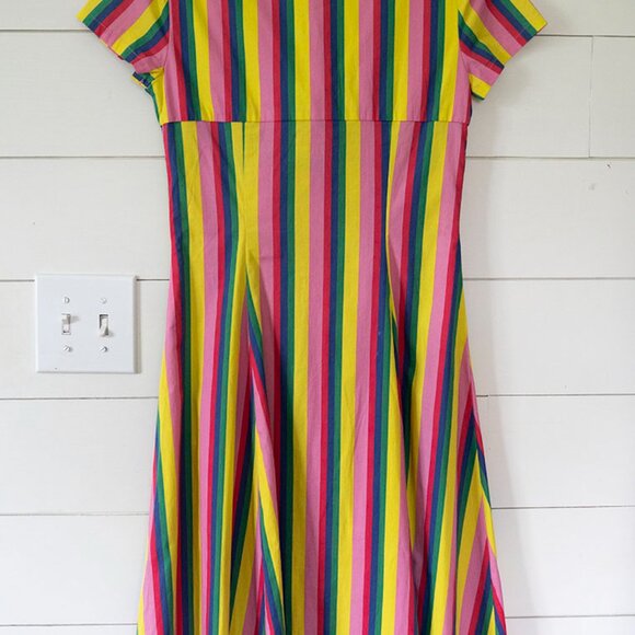 $295 STAUD Alice Tie Front Button Down Dress sz 6 S-M New NWT Colorful - Picture 6 of 7